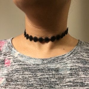 3/$15 ** Black flowers lace choker band NWOT
